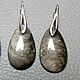 Серебряные серьги "Classic style" Обсидиан серебристый, Серьги классические, Кемерово,  Фото №1