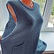 Заказать Жилет вязаный женский из шерсти цвет синий джинс. Sweater Star Вязание на заказ.. Ярмарка Мастеров. . Жилеты Фото №3