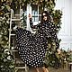 Black dress with white polka dots pleated midi, Dresses, Moscow,  Фото №1