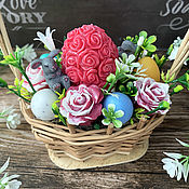 Косметика ручной работы handmade. Livemaster - original item Soap bouquet in a basket of vines Easter with rabbits. Handmade.