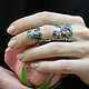 Кольцо на две фаланги "Ирисы" с горячей эмалью, Фаланговое кольцо, Санкт-Петербург,  Фото №1