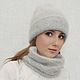 Order Knitted warm winter beanie hat and mink down snood. svetlana-mokrousova-romanova. Livemaster. . Caps Фото №3