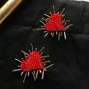 Украшения handmade. Livemaster - original item Red Heart earrings. earrings in the shape of hearts. Handmade.