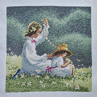 Картины и панно ручной работы. Ярмарка Мастеров - ручная работа Вышивка "Daisy chains sheet". Handmade.