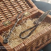 Сувениры и подарки handmade. Livemaster - original item Forged STEAK appliances in a wicker box. Handmade.
