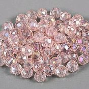 Материалы для творчества handmade. Livemaster - original item Glass beads rondel faceted 3*4, pink beads with cut. Handmade.