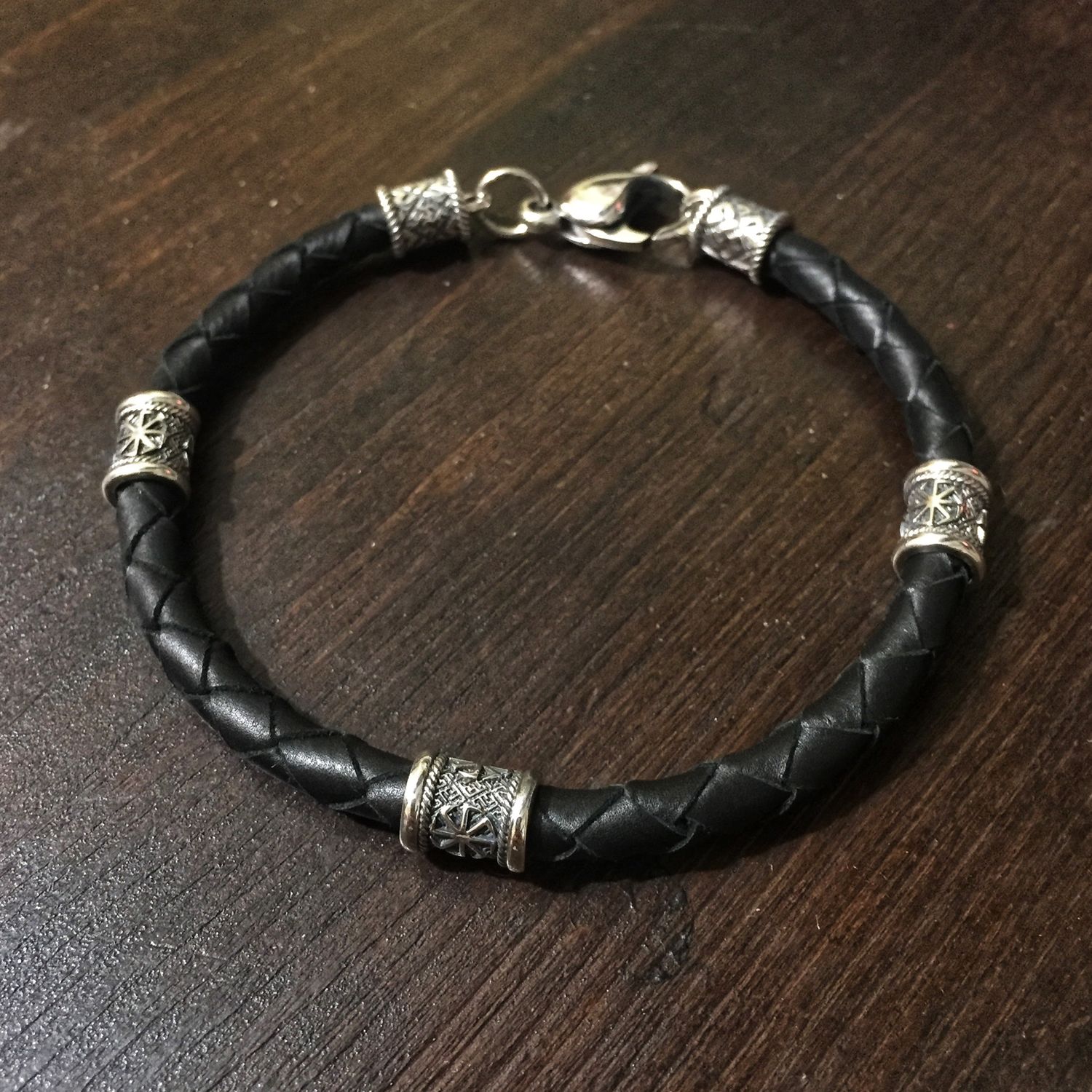 Обережный браслет коловрат из серебра и натуральной кожи. в интернет ...