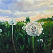 Картины и панно handmade. Livemaster - original item Oil Painting Landscape with Dandelions. Handmade.