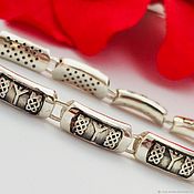 Bracelet with rune of Algiz, silver, paracord, handmade