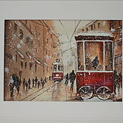Картины и панно handmade. Livemaster - original item Pictures: Snow-covered Istanbul. Handmade.