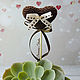 Order Knitted Heart Decoration, Cake Topper, Flower Brown. BarminaStudio (Marina)/Crochet (barmar). Livemaster. . Toppers for bouquets Фото №3