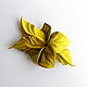 Leather brooch flower 'Lemon' yellow lemon gray mustard. Brooches. De-Si-Re. My Livemaster. Фото №4