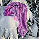 Большой фиолетовый шелковый шарф Палантин длинный жатый розово голубой, Шарфы, Ступино,  Фото №1
