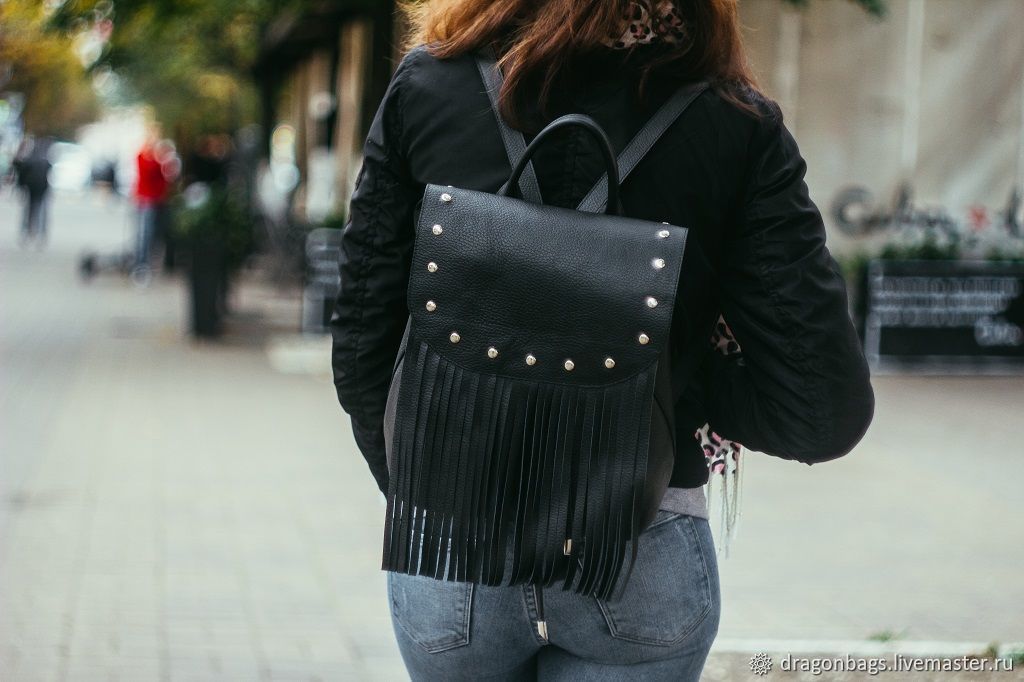 Backpack leather female 'Crocus' (Black), Backpacks, Yaroslavl,  Фото №1