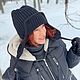 Шапка-ушанка вязаная УМА с подкладкой чёрный. Шапка-ушанка. Семейный бренд вязаной одежды БЛИЗКО. Интернет-магазин Ярмарка Мастеров.  Фото №2