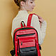  Women's Leather Backpack Red and Black Antares Mod. P47 - 791-1. Backpacks. Natalia Kalinovskaya. My Livemaster. Фото №6