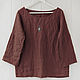 Brown linen blouse oversize. Blouses. etnoart. Online shopping on My Livemaster.  Фото №2