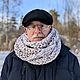Снуд "Рок-н-ролл" (в два оборота, серо-белый). Снуды. IRINA GRUDKINA Handmade Knitwear. Ярмарка Мастеров.  Фото №10