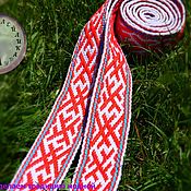 Русский стиль handmade. Livemaster - original item The belt of Solard, Kolard and Orepey is white-red with a border of k-g-k. Handmade.