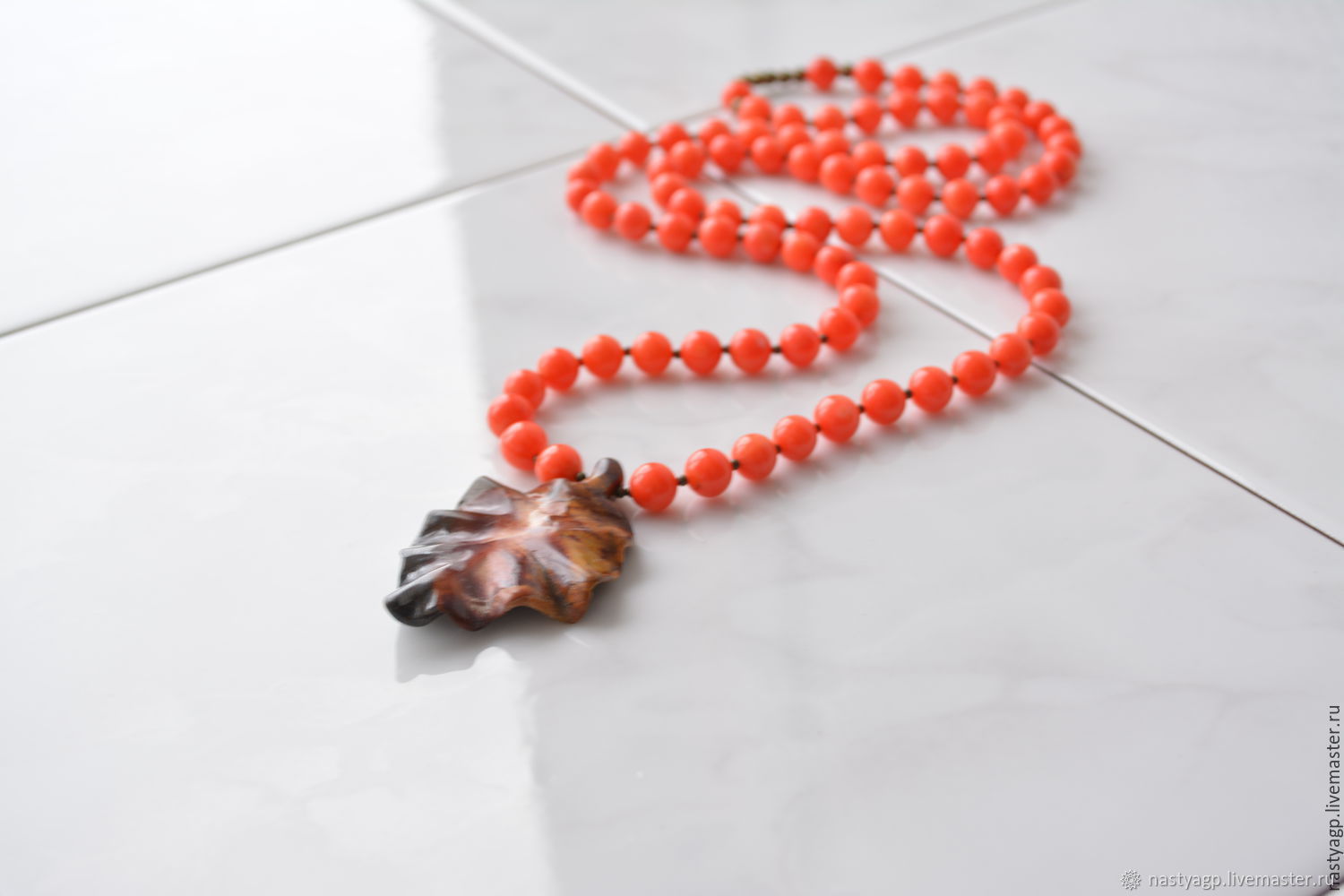 Beads coral pendant of Jasper WALTZ BOSTON, Pendants, Moscow,  Фото №1