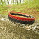 Thin leather bracelet Red stripe, Black stripe. Cuff bracelet. Tatiana (Leather bracelets). My Livemaster. Фото №4