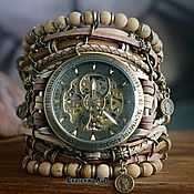 Украшения handmade. Livemaster - original item Brown wrist watch with stones 