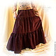 Skirt boho tiered 'Color Marsala'with flowers made of cotton,spring,summer,fall. Skirts. Anna Podivilova (Scirts and bags). Online shopping on My Livemaster.  Фото №2