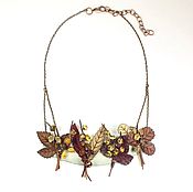 Украшения handmade. Livemaster - original item Herbarium, Amber, Necklace made of genuine leather and natural amber. Handmade.