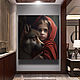 Картина маслом Красная Шапочка и серый волк Детский портрет по фото