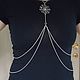 Double-sided 925 silver bodychain with sapphire,aquamarine, pearls, Chain, Sergiev Posad,  Фото №1