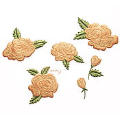 Материалы для творчества handmade. Livemaster - original item Embroidery applique tea roses in a Folk style stripe patch. Handmade.