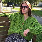 Одежда ручной работы. Ярмарка Мастеров - ручная работа Button-down cardigan women`s knitted oversize in any color. Handmade.