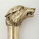  Walking stick 'Wolf', brass, wood, Canes, Moscow,  Фото №1