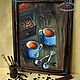 Painting oil painting still life coffee cup in a frame COFFEE TOGETHER, Pictures, Moscow,  Фото №1
