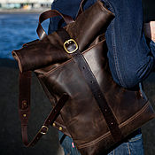 Сумки и аксессуары handmade. Livemaster - original item Leather Men`s ROLLTOP backpack (coffee) rolltop size M. Handmade.