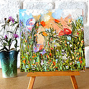 Картины и панно handmade. Livemaster - original item Color Field Painting, Wildflower,  Butterfly. Handmade.