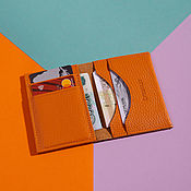 Сумки и аксессуары handmade. Livemaster - original item Cardholder Mini-wallet Hermes Orange. Handmade.