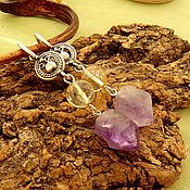 Украшения handmade. Livemaster - original item Earrings with amethyst and citrine. Handmade.