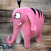Куклы и игрушки handmade. Livemaster - original item Stuffed toy plush pink elephant rare striped. Handmade.