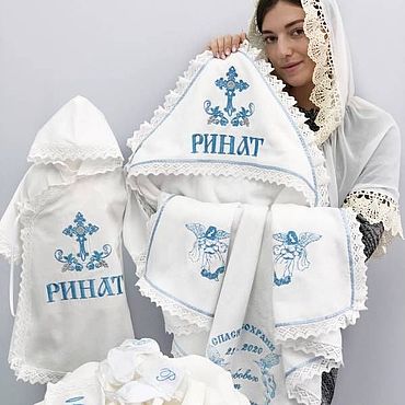 Работы для детей, ручной работы. Ярмарка Мастеров - ручная работа Крестильный именной набор для мальчика "Ринат". Handmade.