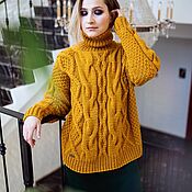 Одежда handmade. Livemaster - original item Jumpers: Women`s sweater with a neck knitted in mustard color to buy. Handmade.