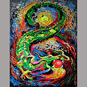 Картины и панно handmade. Livemaster - original item Bright painting "Dragon with a pearl". Handmade.