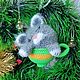 "Кот в кружке" Елочные игрушки, Новогодние игрушки ,. Елочные игрушки. Игрушки  от Натальи  Малыши для души. Ярмарка Мастеров.  Фото №4