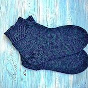 Аксессуары handmade. Livemaster - original item Knitted wool socks, men`s warm blue socks to order. Handmade.