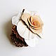 Elastic band for hair Rose Salmon flower made of leather rose on an elastic band. Scrunchy. De-Si-Re. My Livemaster. Фото №4