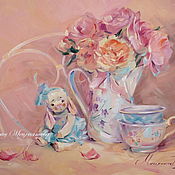 Картины и панно handmade. Livemaster - original item Oil painting on canvas. Midday tenderness. Honey rose. Handmade.