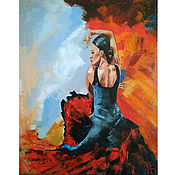Картины и панно handmade. Livemaster - original item Flamenco Dancer abstract oil painting, palette knife 50h40. Handmade.
