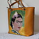 Leather yellow brown bag "Frida Kahlo". Classic Bag. Leather  Art  Phantasy. My Livemaster. Фото №4