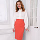 Falda lápiz de algodón de Terracota, falda de verano naranja bodycon. Skirts. mozaika-rus. Ярмарка Мастеров.  Фото №4