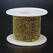Материалы для творчества handmade. Livemaster - original item Rhinestone chain 2 mm Gold Metallic 10 cm. Handmade.